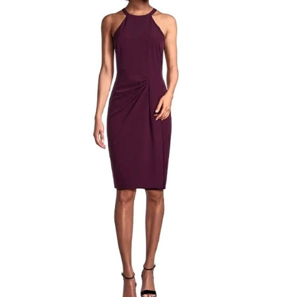 Vince Camuto Side Tuck Halter Bodycon Dress in a plum dress size 12